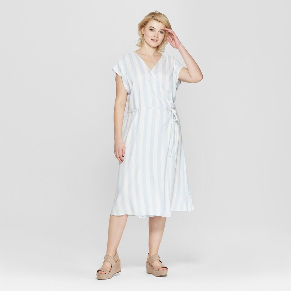 COPY - Ava and Viv V Neck Wrap Dress with Tie Belt